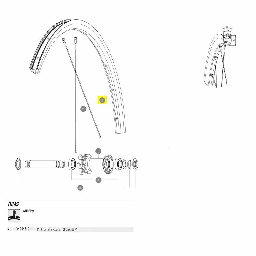 Mavic Front Ksyrium S Disc Ebm Landeveissykkel Felg, Black, 700 - 28"