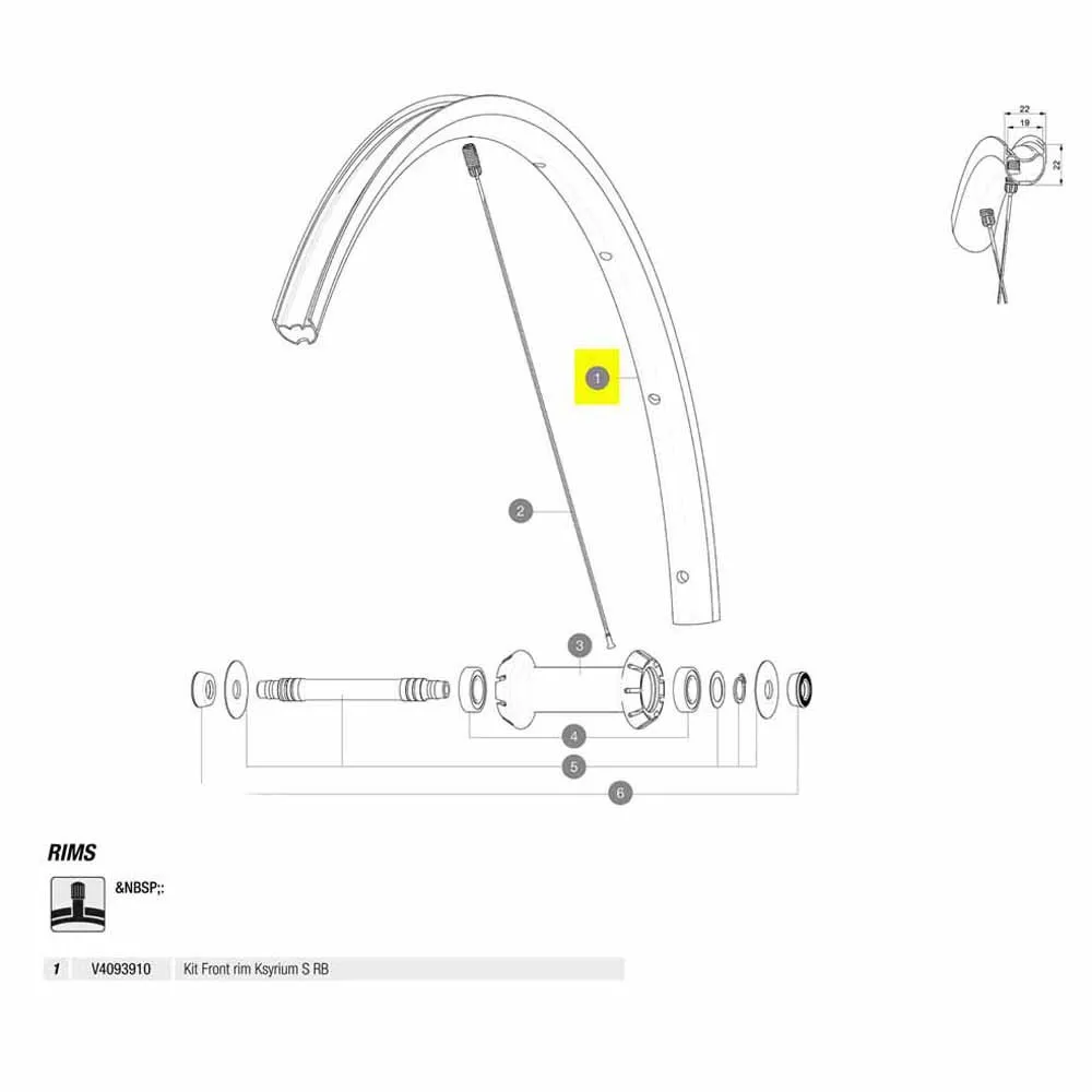 Mavic Front Ksyrium S Rb Landeveissykkel Felg, Black, 700 - 28"