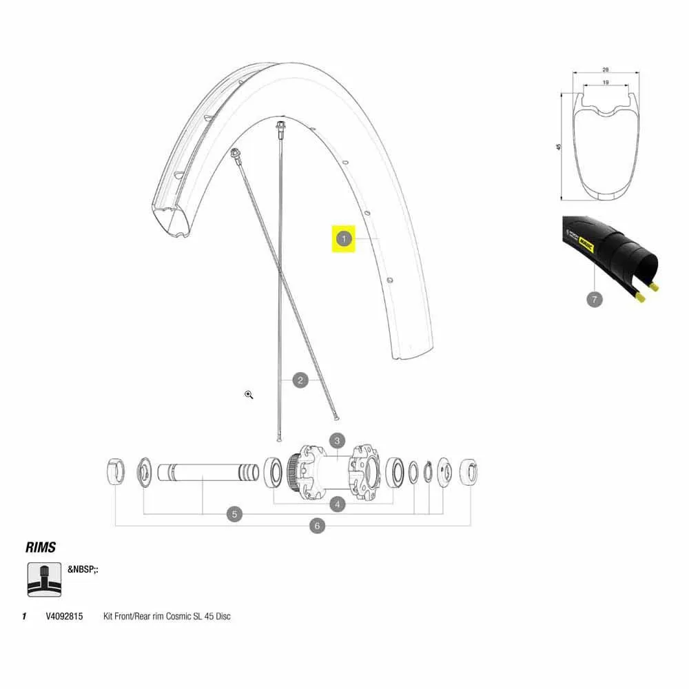 Mavic Front/rear Cosmic Sl 45 Disc Landeveissykkel Felg, Black, 700 - 28"