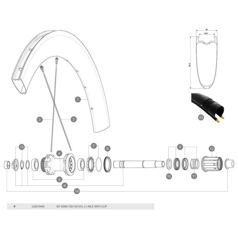 Mavic Id360 Bakre Navaksel, Black / silver, 12 x 135/142mm