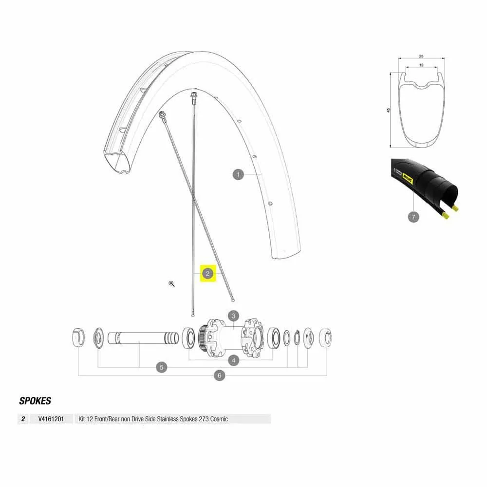 Mavic Kit 12 Front/rear Cosmic Pro Carbon Ust Disc Eiker, Black, 273mm