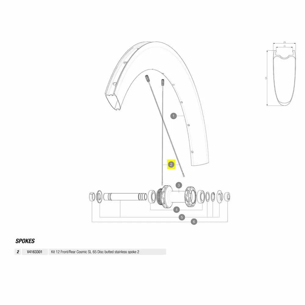 Mavic Kit 12 Front/rear Cosmic Sl 65 Disc Eiker, Black, 254mm