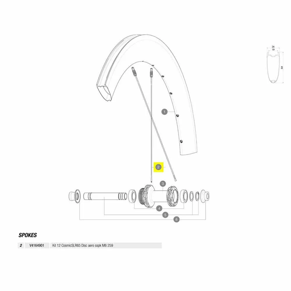 Mavic Kit 12 Front/rear Cosmic Slr 65 Disc Eiker, Black, 259mm