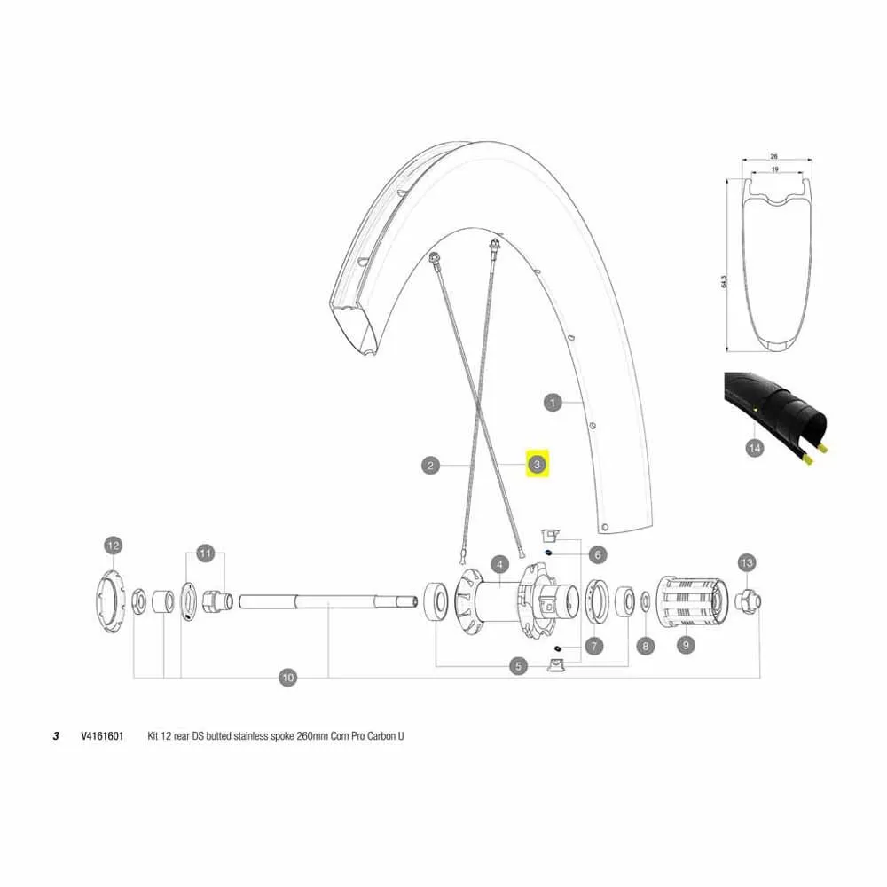 Mavic Kit 12 Rear Ds Com Pro Carbon Ust Eiker
