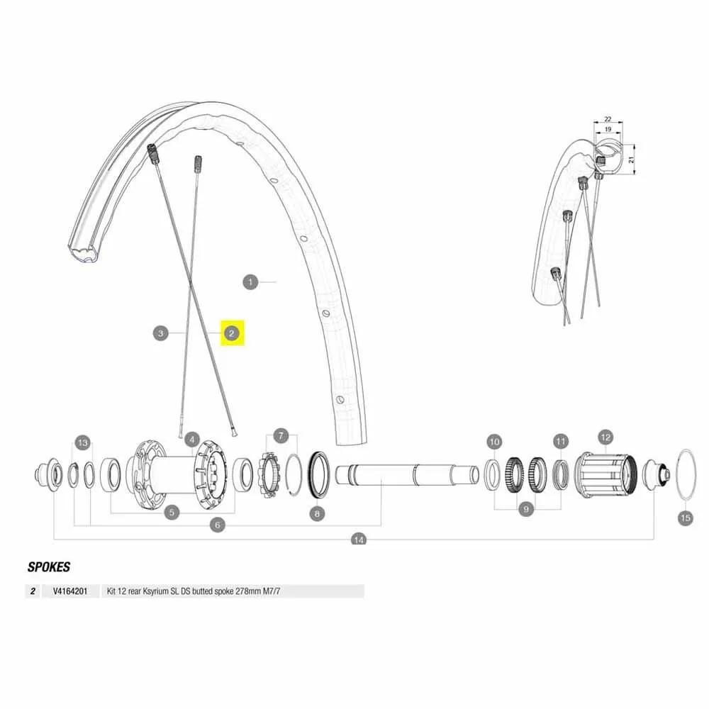 Mavic Kit 12 Rear Ksyrium Sl Ds Eiker, Black, 278mm