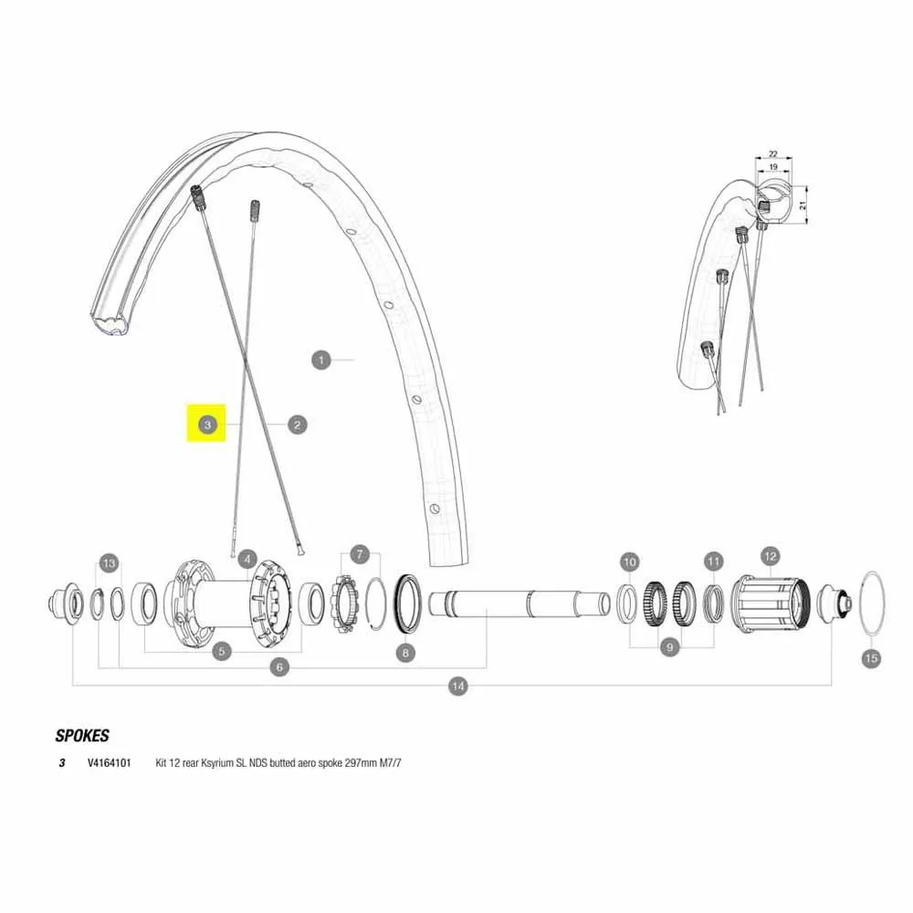Mavic Kit 12 Rear Ksyrium Sl Nds Eiker, Black, 297mm