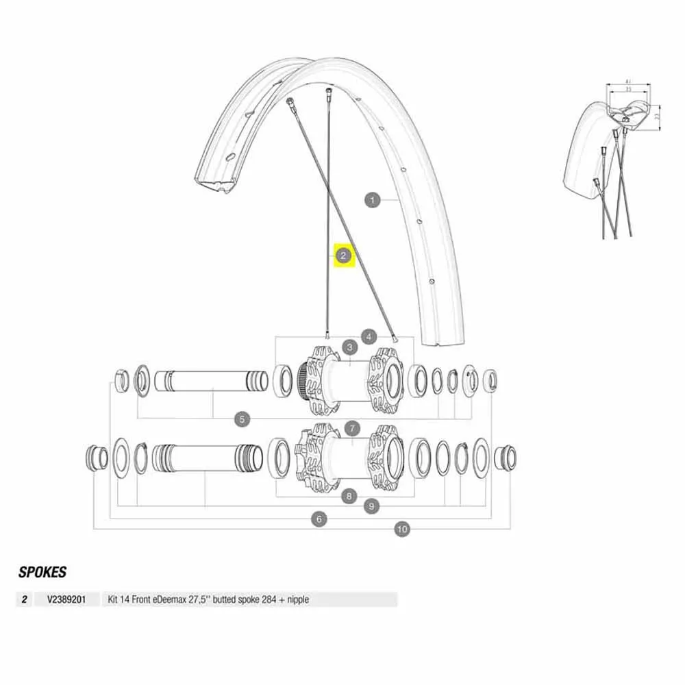Mavic Kit 14 Front Edeemax 27.5´´ Eiker, Black, 284mm