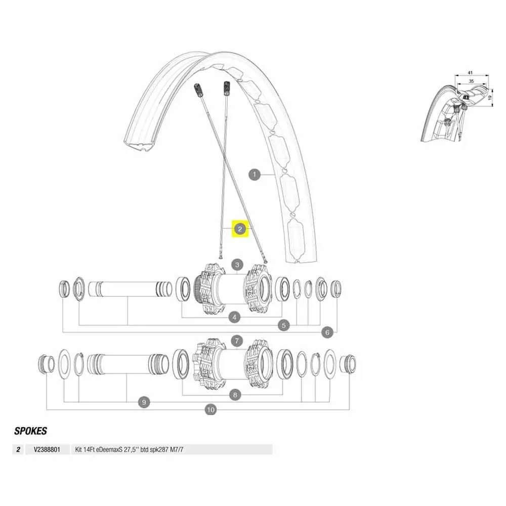 Mavic Kit 14 Front Edeemax S 27.5´´ Eiker, Black, 287mm