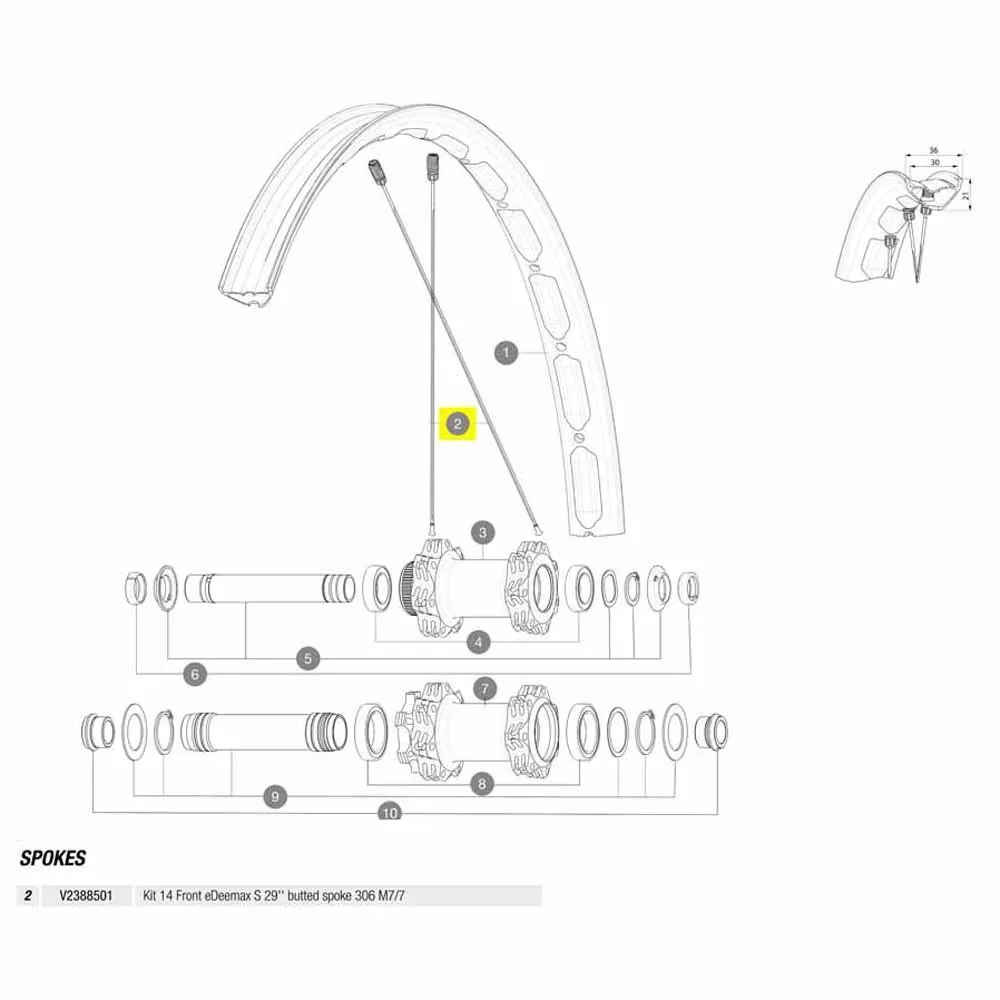 Mavic Kit 14 Front Edeemax S 29´´ Eiker, Black, 306mm