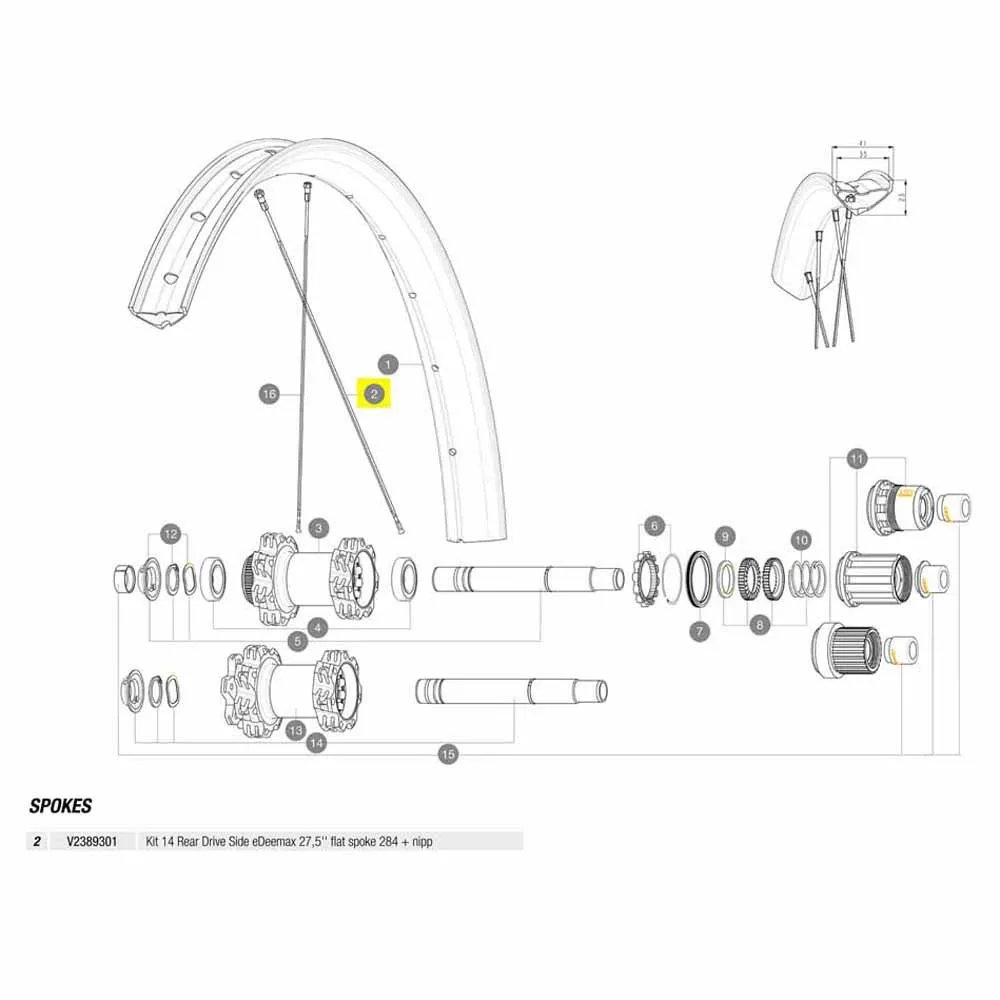 Mavic Kit 14 Rear Drive Side Edeemax 27.5´´ Eiker