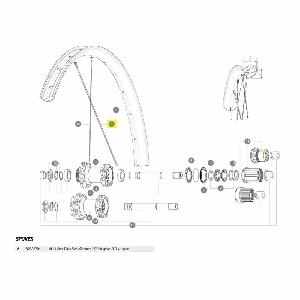 Mavic Kit 14 Rear Drive Side Edeemax 29´´ Eiker, Black, 303mm