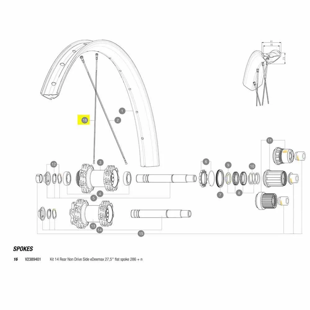Mavic Kit 14 Rear Non Drive Side Edeemax 27.5´´ Eiker