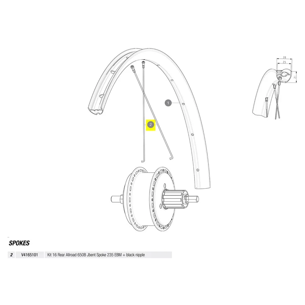 Mavic Kit 16 Rear Allroas 650b Eiker, Black, 235mm