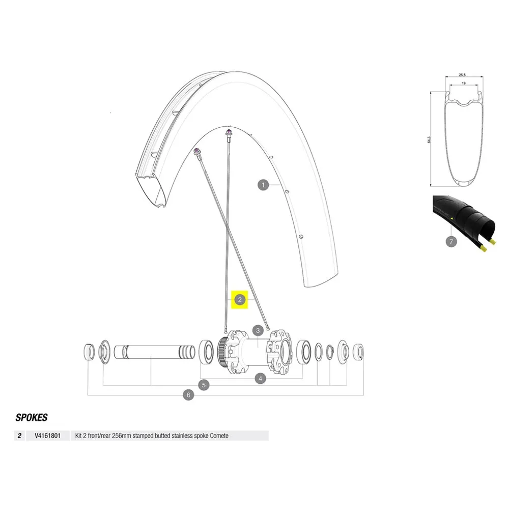 Mavic Kit 2 Front/rear Comete Pro Carbon Ust Eiker, Black, 256mm