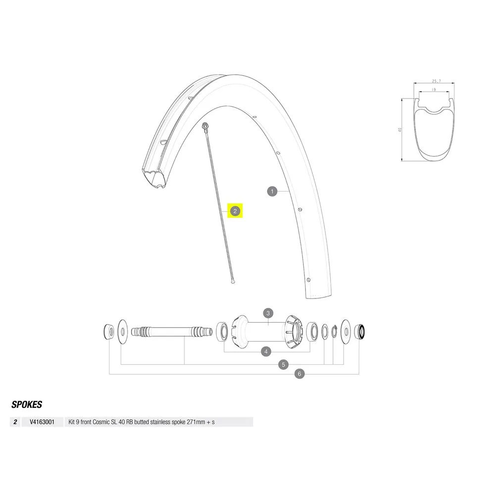 Mavic Kit 9 Front Cosmic Sl 40 Rb Eiker, Black, 271mm