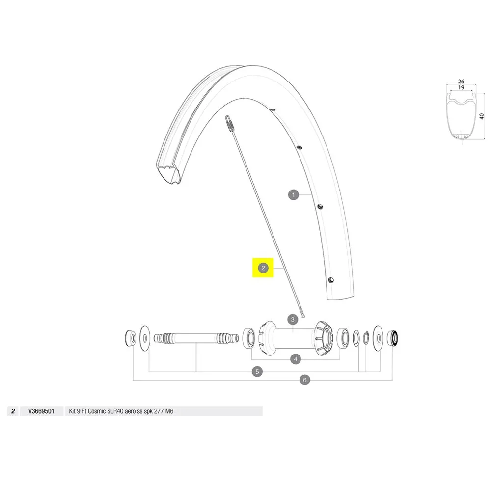 Mavic Kit 9 Front Cosmic Slr 40 Rb Eiker, Black, 277mm