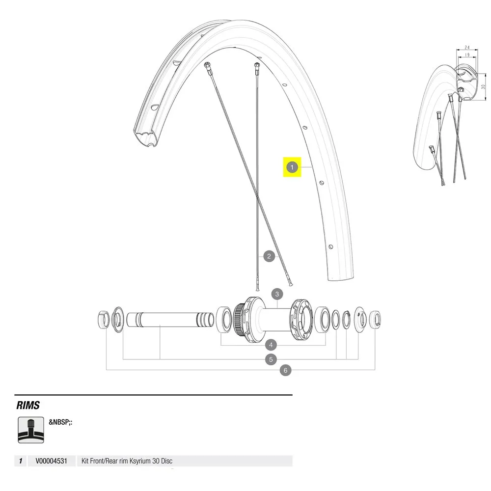 Mavic Ksyrium 30 Disc Felg, Black, 28"-700