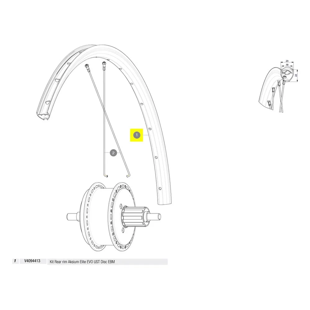 Mavic Rear Aksium Elite Evo Ust Disc Ebm Landeveissykkel Felg, Black, 700 - 28"