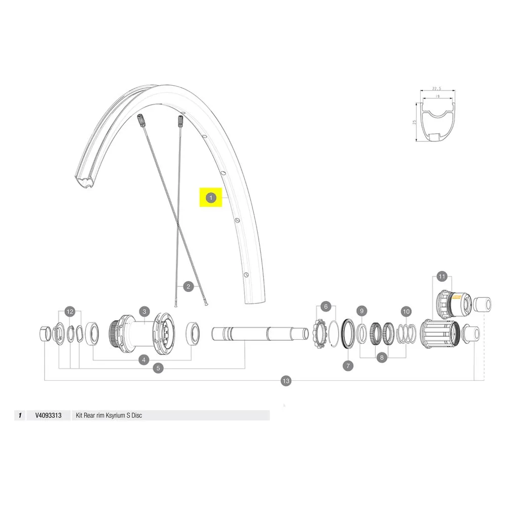 Mavic Rear Ksyrium S Disc Landeveissykkel Felg, Black, 700 - 28"