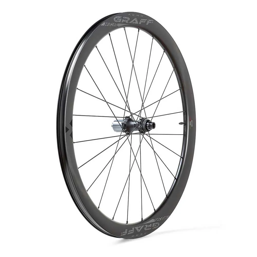 Miche Graff Aero Carbon Cl Disc Tubeless Hjulsett For Grussykkel, Black, 12 x 100/12 x 142mm, Shimano/Sram HG Miche Graff Aero Carbon Cl Disc Tubeless Hjulsett For Grussykkel, Black, 12 x 100/12 x 142mm, Shimano/Sram HG