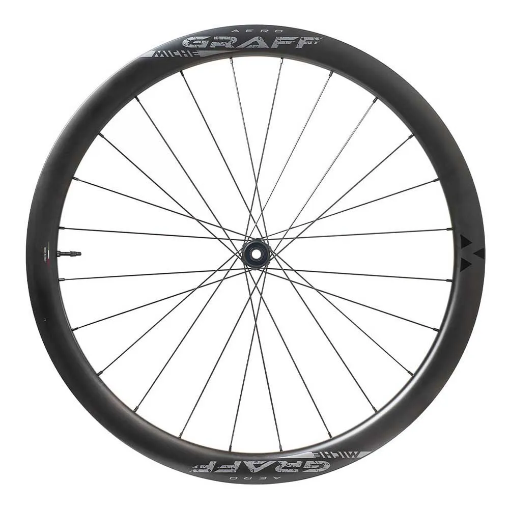 Miche Graff Aero Carbon Cl Disc Tubeless Hjulsett For Grussykkel, Black, 12 x 100/12 x 142mm, Shimano/Sram HG Miche Graff Aero Carbon Cl Disc Tubeless Hjulsett For Grussykkel, Black, 12 x 100/12 x 142mm, Shimano/Sram HG
