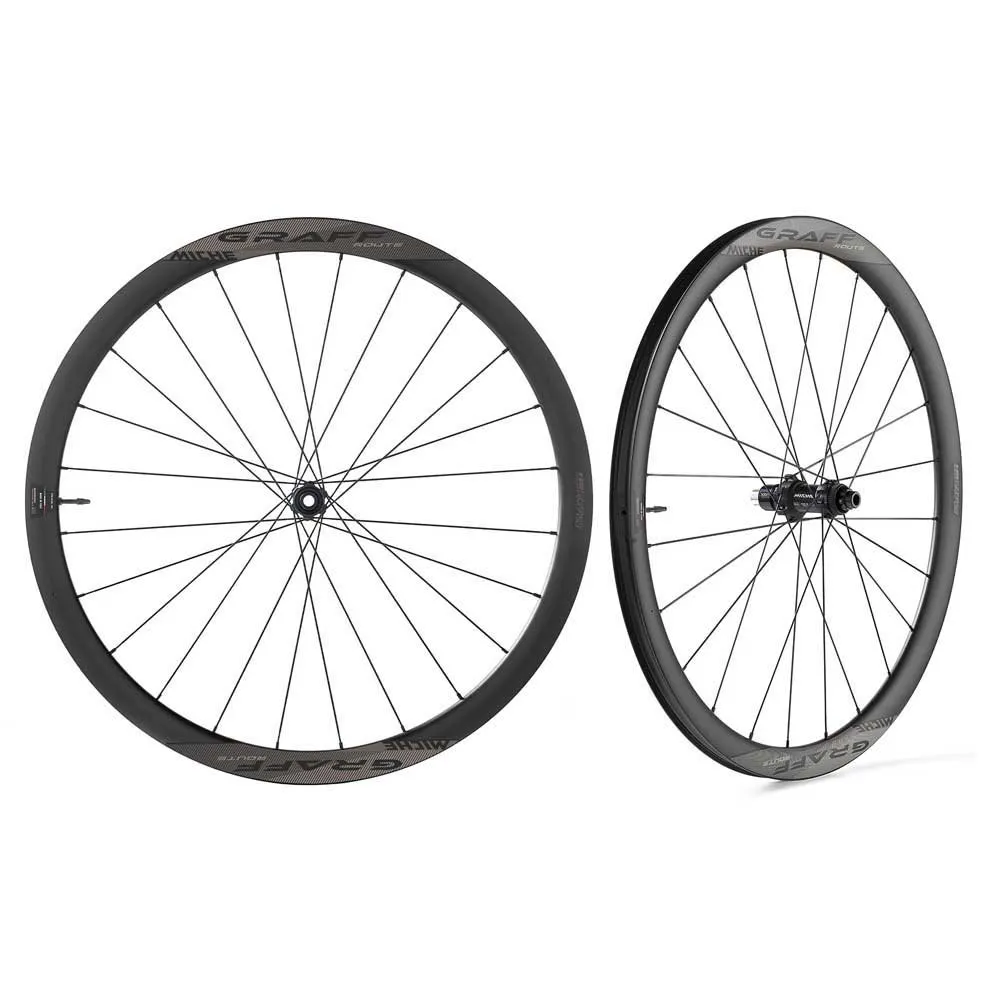 Miche Graff Route 28´´ 700c Cl Disc Tubeless Hjulsett For Grussykkel, Black, 12 x 100 / 12 x 142mm, Shimano Micro Spline Miche Graff Route 28´´ 700c Cl Disc Tubeless Hjulsett For Grussykkel, Black, 12 x 100 / 12 x 142mm, Shimano Micro Spline