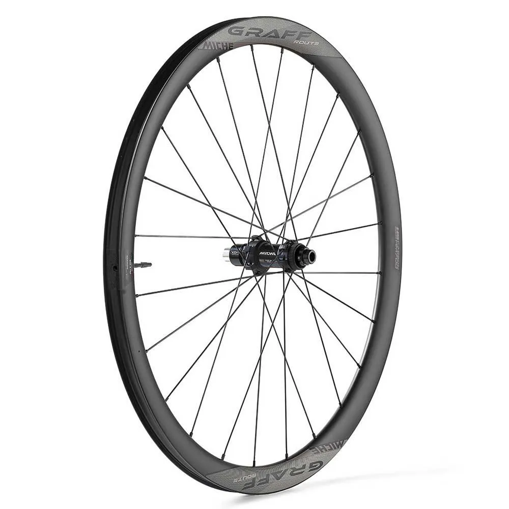 Miche Graff Route 28´´ 700c Cl Disc Tubeless Hjulsett For Grussykkel, Black, 12 x 100 / 12 x 142mm, Shimano Micro Spline Miche Graff Route 28´´ 700c Cl Disc Tubeless Hjulsett For Grussykkel, Black, 12 x 100 / 12 x 142mm, Shimano Micro Spline