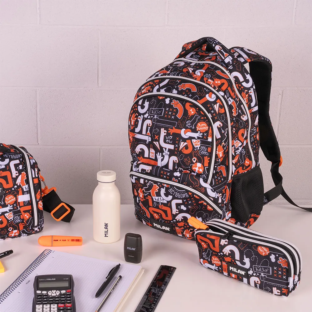 Milan 4 Glidelås Skolesekk Fingre Spesialserie 25l, Multicolor Milan 4 Glidelås Skolesekk Fingre Spesialserie 25l, Multicolor