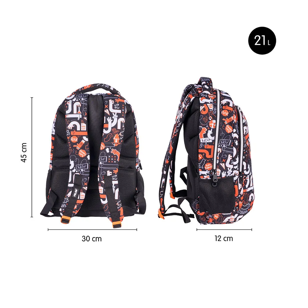 Milan Skolesekk Med 2 Glidelåser Fingre Spesialserie 21l, Multicolor