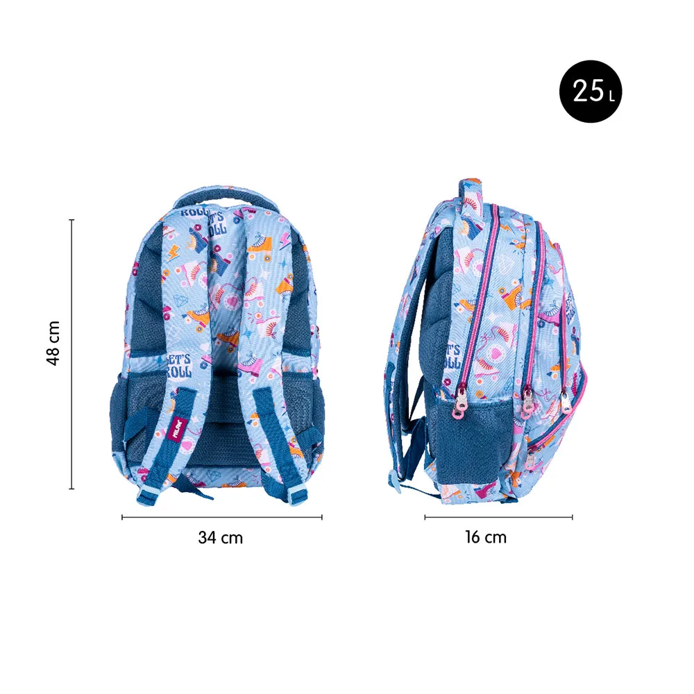 Milan Skolesekk Med Hjul 4 Glidelåser 2 Special Series 25l, Multicolor