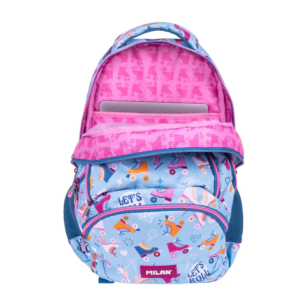 Milan Skolesekk Med Hjul 4 Glidelåser 2 Special Series 25l, Multicolor