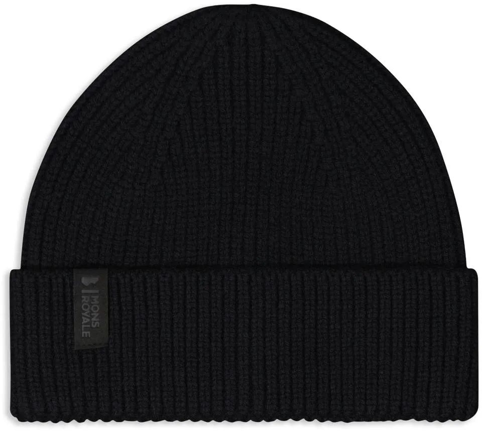 Mons Royale Fjord 100% Merion Beanie, Black