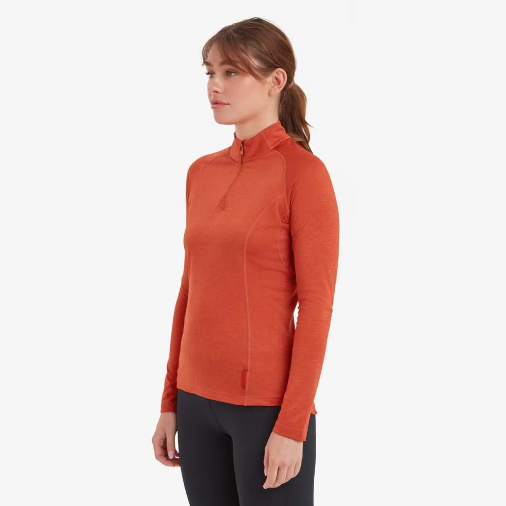 Montane Dart Long Halv Glidelås Langarmet T-skjorte, Saffron red