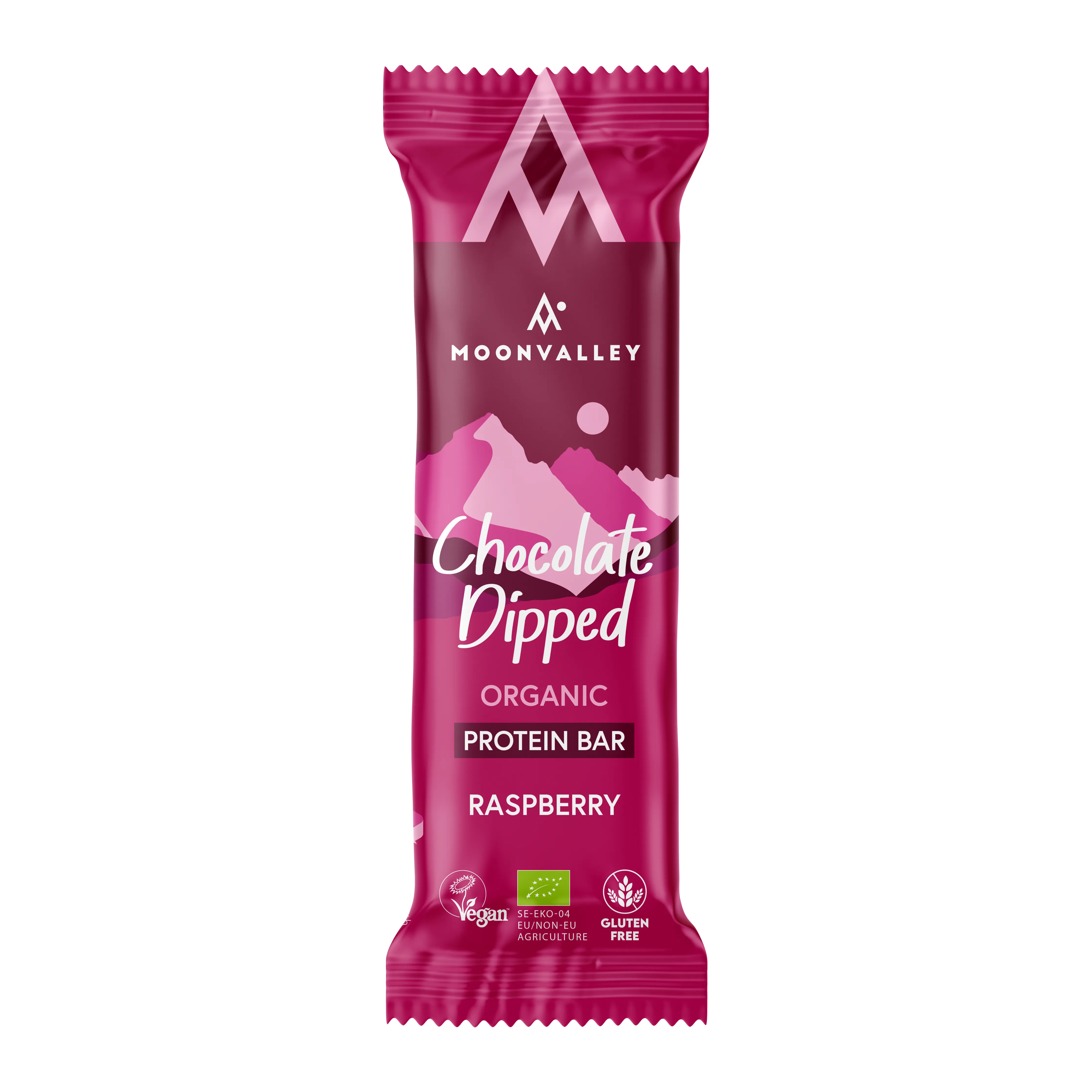 Moonvalley Protein Bar Raspberry chocolate-dipped 12pk