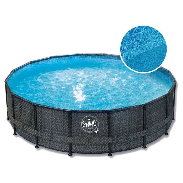 Mountfield Swing Basseng Med Elite Rottingramme unisex, Dark wiker / blue 2, 488 x 122cm