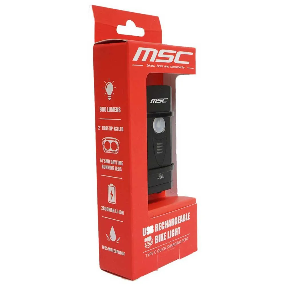 MSC BIKES Frontlys, Black, 900 Lysstyrker MSC BIKES Frontlys, Black, 900 Lysstyrker