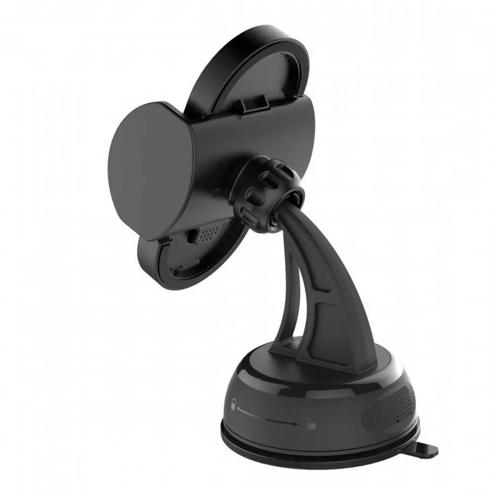 Muvit Mobilholder Til Bil Med Qi Trådløs Lader 5w/7.5w For Dashbord/frontrute/ventilasjonsåpning 2a 10w, Black, One Size