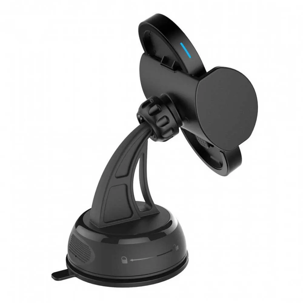 Muvit Mobilholder Til Bil Med Qi Trådløs Lader 5w/7.5w For Dashbord/frontrute/ventilasjonsåpning 2a 10w, Black, One Size