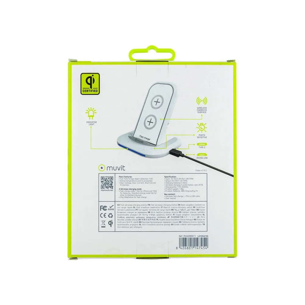 Muvit Qi Wireless Desktop 5/7.5/2a 10w Lader, White, One Size Muvit Qi Wireless Desktop 5/7.5/2a 10w Lader, White, One Size