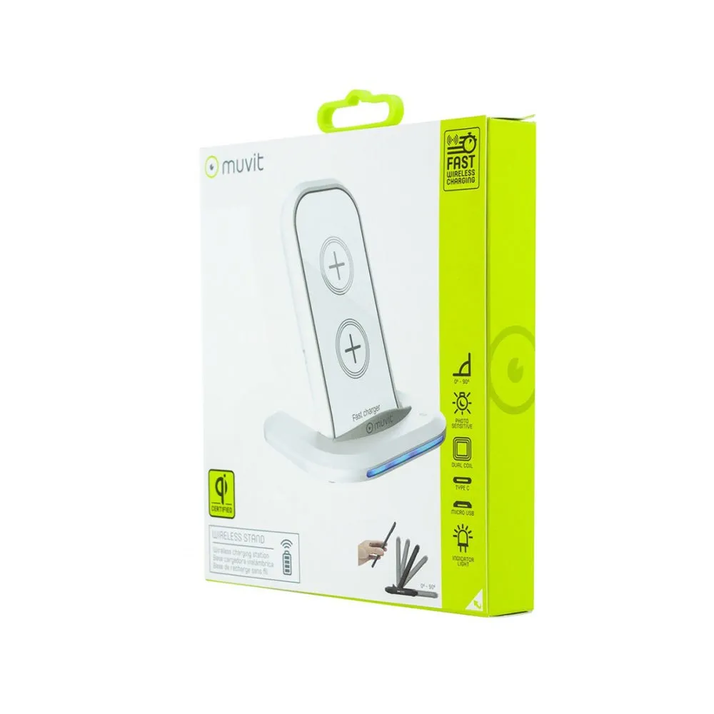 Muvit Qi Wireless Desktop 5/7.5/2a 10w Lader, White, One Size Muvit Qi Wireless Desktop 5/7.5/2a 10w Lader, White, One Size