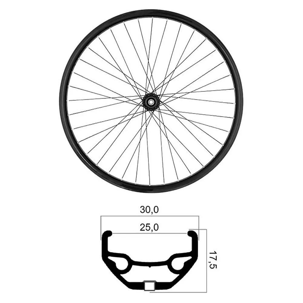 MVtek 27.5´´ Boost Disc Tubeless Terrengsykkel Forhjul, Black, 15 x 110mm