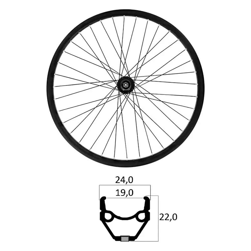 MVtek E-bike 26´´ Tubeless Terrengsykkel Forhjul, Black, 9 x 100mm