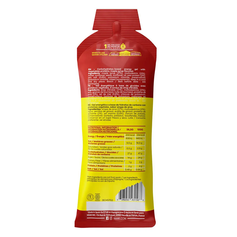 Näak Ultra Energy™ Boks Med Energigeler Saltet Lønn 57g 12 Enheter, Salted maple, One Size