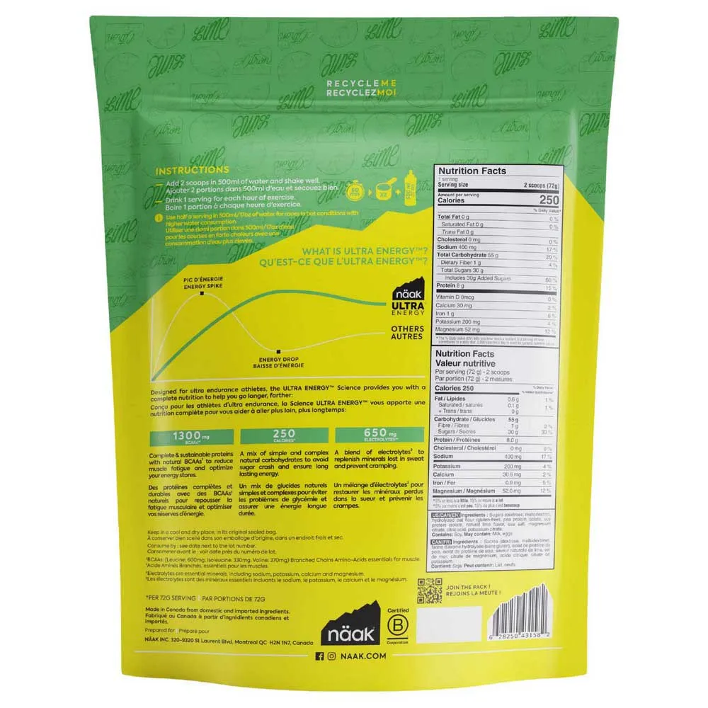 Näak Ultra Energy™ Isotonisk Pulverdrikk Lime 720g, Lime, One Size