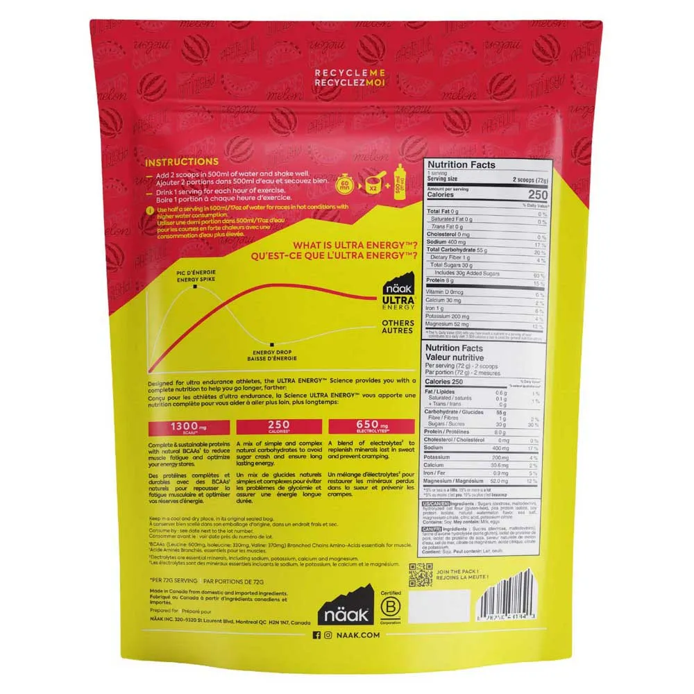 Näak Ultra Energy™ Isotonisk Pulverdrikk Vannmelon 720g, Watermelon, One Size