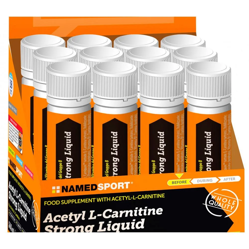 NAMEDSPORT Eske Med Sterke Flytende Acetyl L-karnitin-ampuller Nøytral Smak 25ml 20 Enheter Refurbished, Neutral, One Size