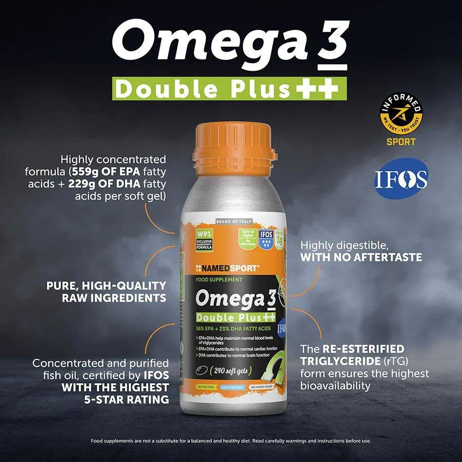 NAMEDSPORT Omega 3 ++ Boks Med Energigeler Nøytral Smak 240 Enheter, Multicolor, One Size