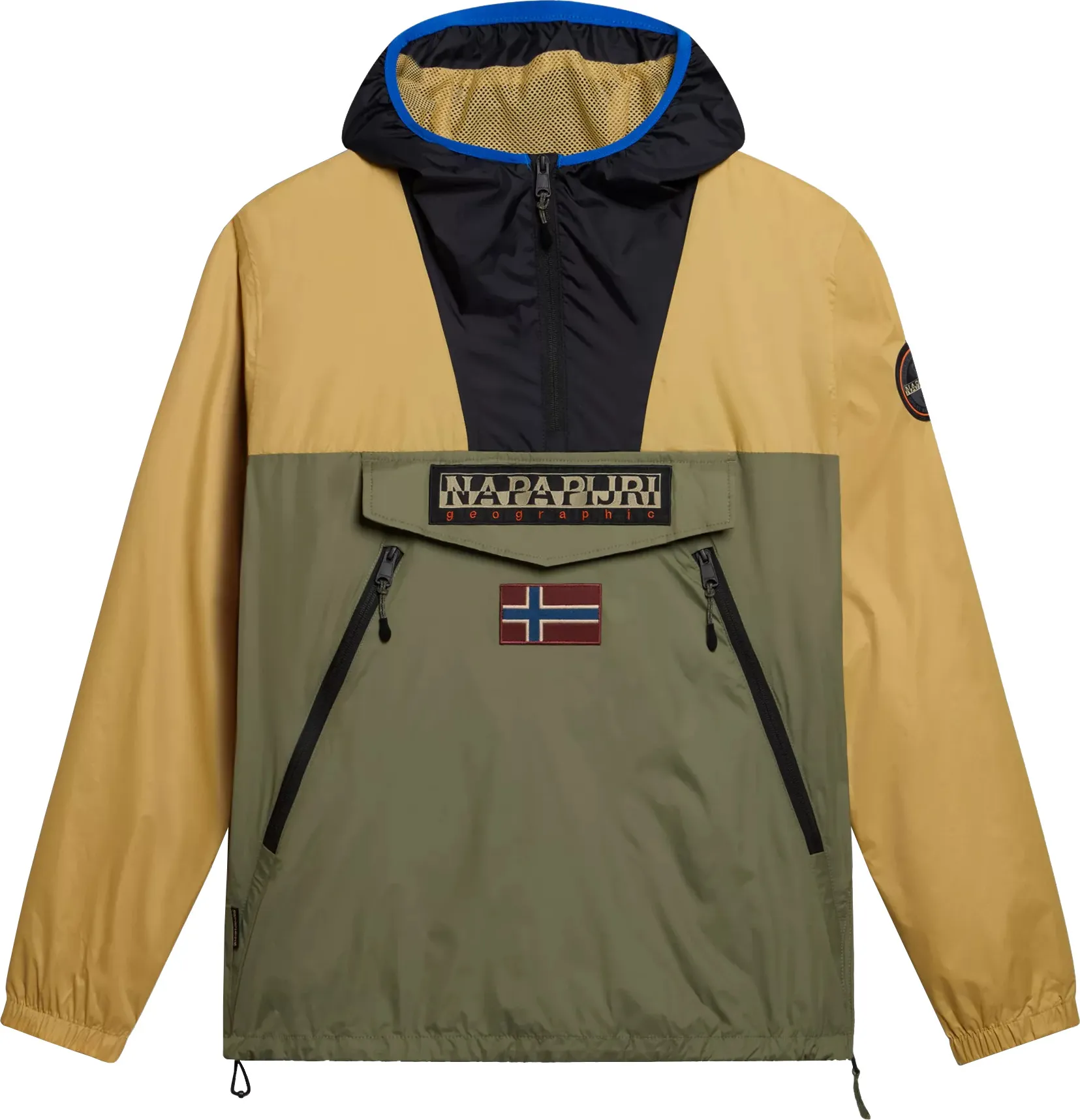 Napapijri Unisex Rainforest Ripstop Anorak Jacket, Green/beige