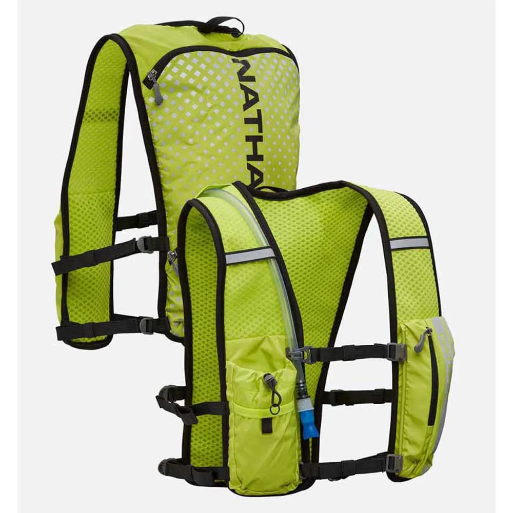 Nathan Hypernight Quickstart 2.0 4l Hydreringsvest, Hi vis yellow / geo print, One Size Nathan Hypernight Quickstart 2.0 4l Hydreringsvest, Hi vis yellow / geo print, One Size