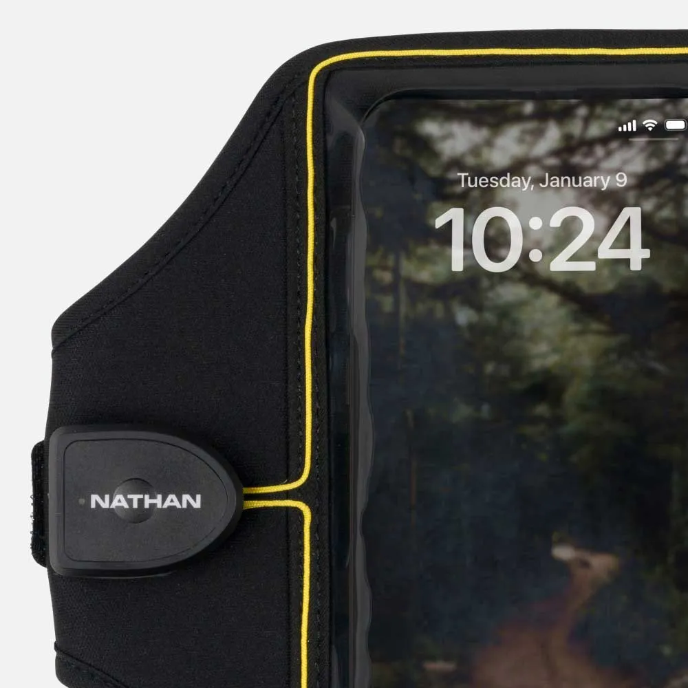 Nathan Telefonholder Med Lommelykt Til 5 Km Laserløp, Black / high vis yellow, One Size